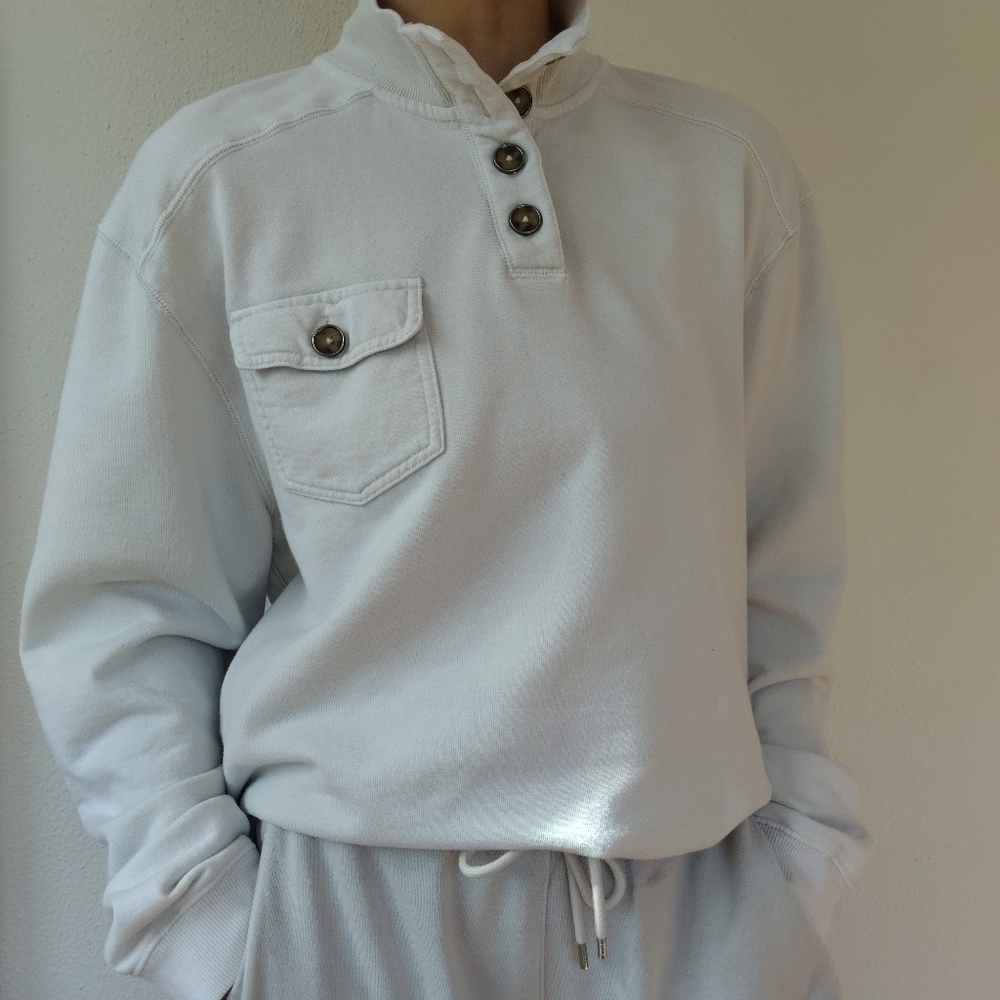 Vintage Tasso Elba Button Front Quarter Sweatshirt / Size Large